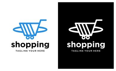 Shopping Cart Icon Vector Logo Template with trendy flat style. on a black and white background.