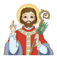 Saint Valentine, Roman saint, the Patron Saint of affianced couples, commemorated on February 14. Vector illustration 
