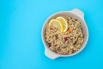 fresh tabbouleh on small plate on ceramic