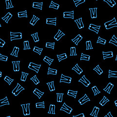 Line Pants icon isolated seamless pattern on black background. Vector