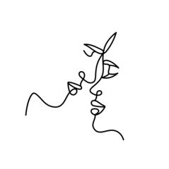 Abstract couple on white in a line art style.
