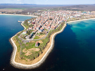 Aerial view of town of Primorsko, Bulgaria