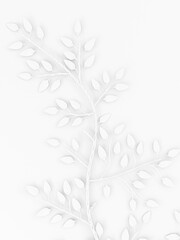 Elegant and minimalist style 3D rendering white branches and leaves background	
