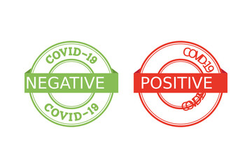 Covid-19 Positive, Covid-19 Negative, Coronavirus Results, Covid-19 Stamp, Covid-19 Label, Vector Illustration Background