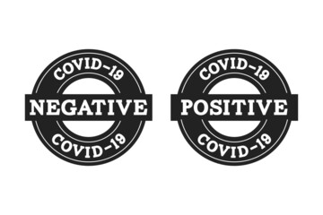 Fototapeta na wymiar Covid-19 Positive, Covid-19 Negative, Coronavirus Results, Covid-19 Stamp, Covid-19 Label, Vector Illustration Background