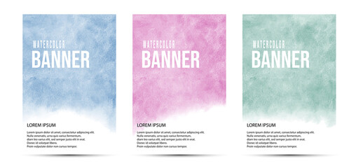 Set of watercolor vector banner