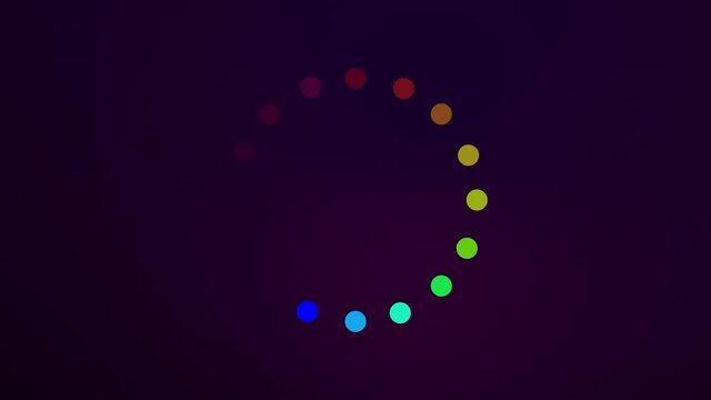 Loading animation of a colorful circle on a gradient background. Motion graphics. Video 4K 30 fps.