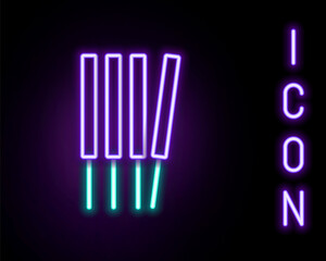 Glowing neon line Aroma sticks, incense, aromas icon isolated on black background. Colorful outline concept. Vector