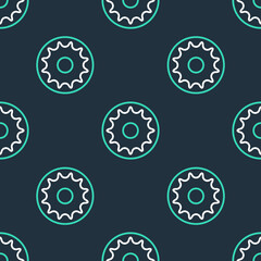 Line Chakra icon isolated seamless pattern on black background. Vector