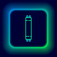 Glowing neon line Long luminescence fluorescent energy saving lamp icon isolated on black background. Colorful outline concept. Vector