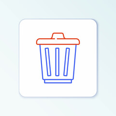 Line Trash can icon isolated on white background. Garbage bin sign. Recycle basket icon. Office trash icon. Colorful outline concept. Vector