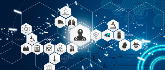 Medical icons medicine and science concept background. Medical technology and science concept and health care icon pattern.