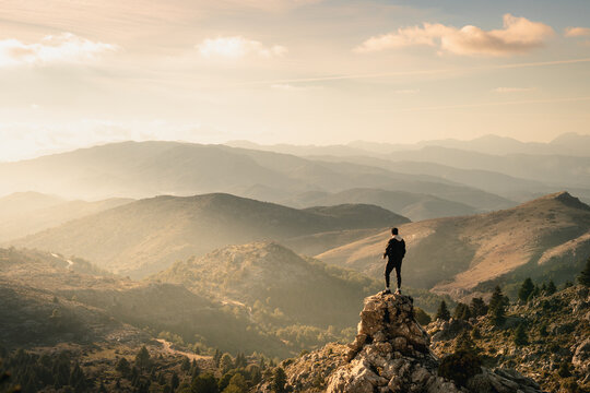 hiker on top of mountain