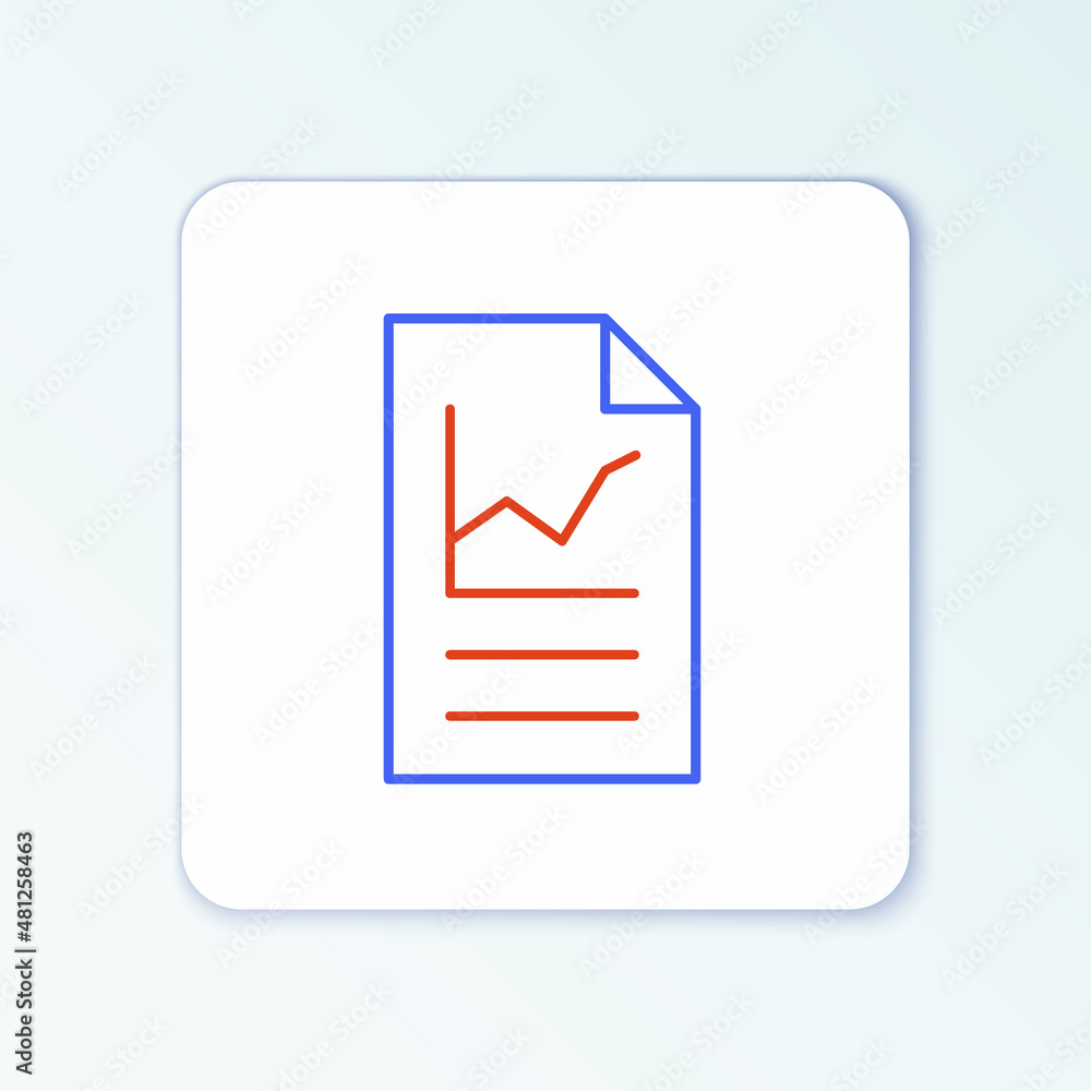 Poster line document with graph chart icon isolated on white background. report text file icon. accounting 