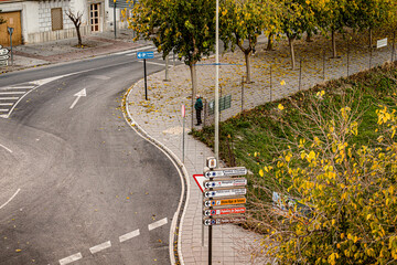 Carretera asfaltada de la ciudad en primavera