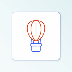 Obraz premium Line Hot air balloon icon isolated on white background. Air transport for travel. Colorful outline concept. Vector