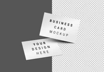 Two Both Side Professional Business Cards Horizontal Mockup on Removable Background