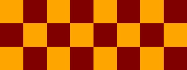 Checkerboard banner. Maroon and Orange colors of checkerboard. Big squares, big cells. Chessboard, checkerboard texture. Squares pattern. Background.