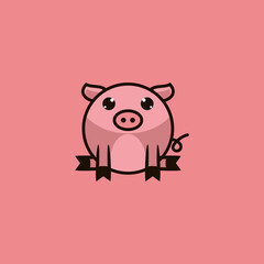 Cute Pig Head Logo Design