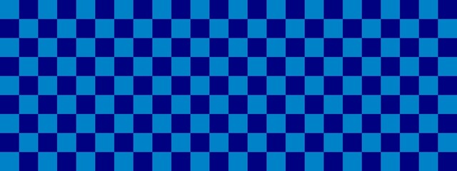 Checkerboard banner. Navy and Blue colors of checkerboard. Small squares, small cells. Chessboard, checkerboard texture. Squares pattern. Background.