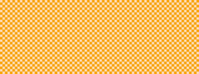 Checkerboard banner. Orange and Apricot colors of checkerboard. Small squares, small cells. Chessboard, checkerboard texture. Squares pattern. Background.
