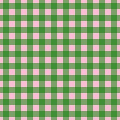 Plaid pattern. Pink on Green color. Tablecloth pattern. Texture. Seamless classic pattern background.
