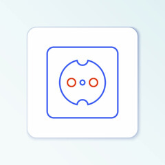Line Electrical outlet icon isolated on white background. Power socket. Rosette symbol. Colorful outline concept. Vector