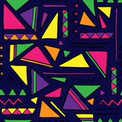 Geometric colorful pattern on a dark background for gift wrapping and texture
