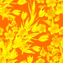  Aquarel naadloze patroon met lente bloemen boeketten. Vintage botanische illustratie. Elegante decoratie voor elk soort ontwerp. Fashion print met kleurrijke abstracte bloemen. Aquarel textuur. © Natallia Novik