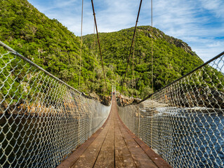 Fototapeta na wymiar The suspension bridge of storm river mouth in the Tsitsikamma national park Garden route