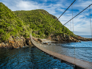 The suspension bridge of storm river mouth in the Tsitsikamma national park Garden route