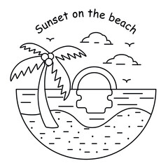 monolinear drawing of the beach