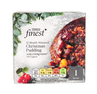 Tesco Supermarket Finest Individual Mini 12 Month Matured Fruit Christmas Pudding Steeped With Cognac