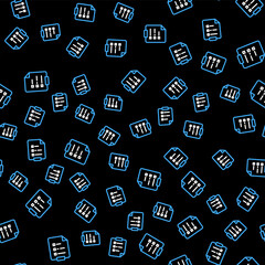 Line Clipboard with checklist icon isolated seamless pattern on black background. Control list symbol. Survey poll or questionnaire feedback form. Vector