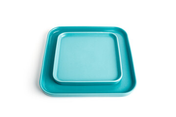 Blue plates is isolated on a white background.