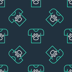 Line Animal volunteer icon isolated seamless pattern on black background. Animal care concept. Vector