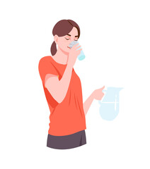 Person drinks water concept
