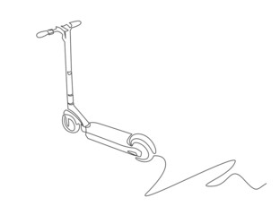 Electric scooter continuous one line vector illustration. Eco Friendly Vehicle Concept. Kick Scooter line icon, Wheel Scooter. © samuii