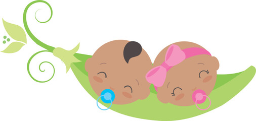 Obraz premium Ethnic Baby twins Sweet Pea