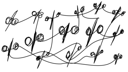 One line percentage pattern on a white background. Sign of discounts, income, sale in doodle style.