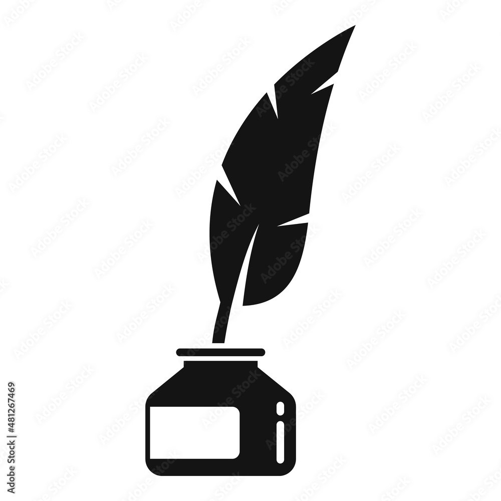 Poster feather ink icon simple vector. activity scenario