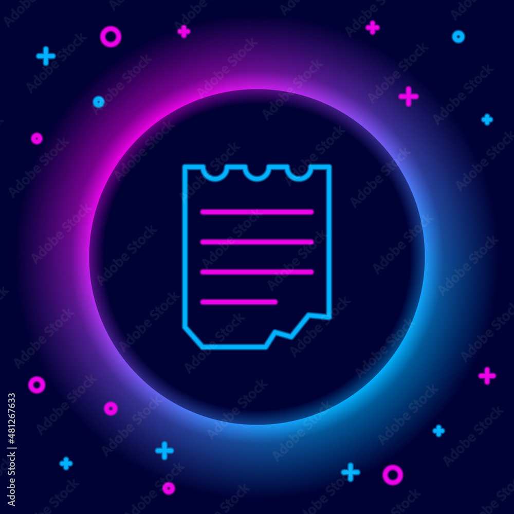 Poster glowing neon line notebook icon isolated on black background. spiral notepad icon. school notebook. 