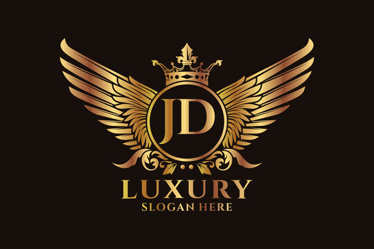 Luxury royal wing Letter JD crest Gold color Logo vector, Victory logo, crest logo, wing logo, vector logo template.