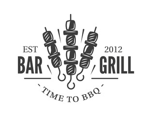 Barbecue kebab logo isolated on white background. BBQ concept. Vector illustration
