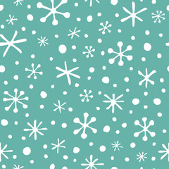 Vector seamless pattern with snowflakes. Cute design for Christmas wrappings, textile, wallpaper and backgrounds.