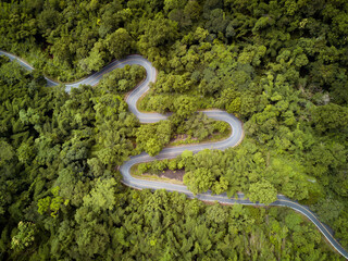 Aerial view Beautiful road on the mountain in Chiang Mai, Thailand.