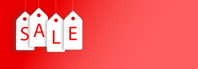Sales banner with place for your text Red background.