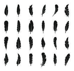 Feathers icons set simple vector. Smooth plume