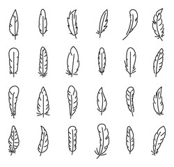 Feathers icons set simple vector. Smooth plume