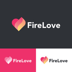 FIRE LOVE logo can be used for businesses like Dating Apps, Couples Counseling, Love Portals, Connection Websites. 